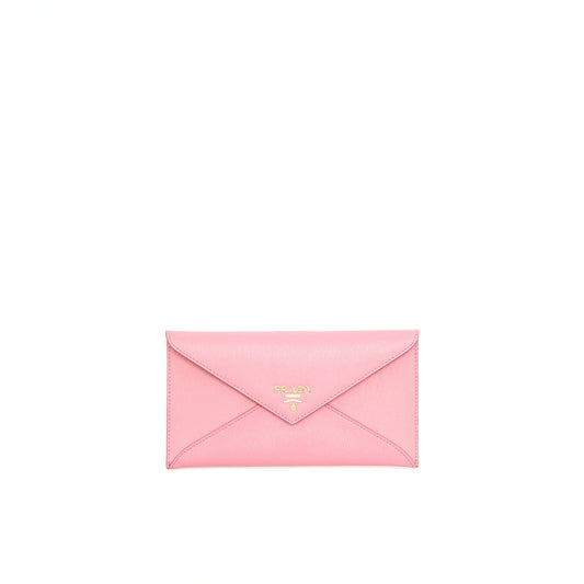 PRADA Saffiano Envelope Wallet in Pink