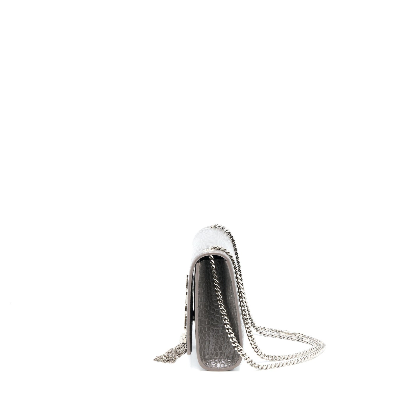 Saint Laurent Kate Purse Crocodile-Embossed-Calfskin Grey