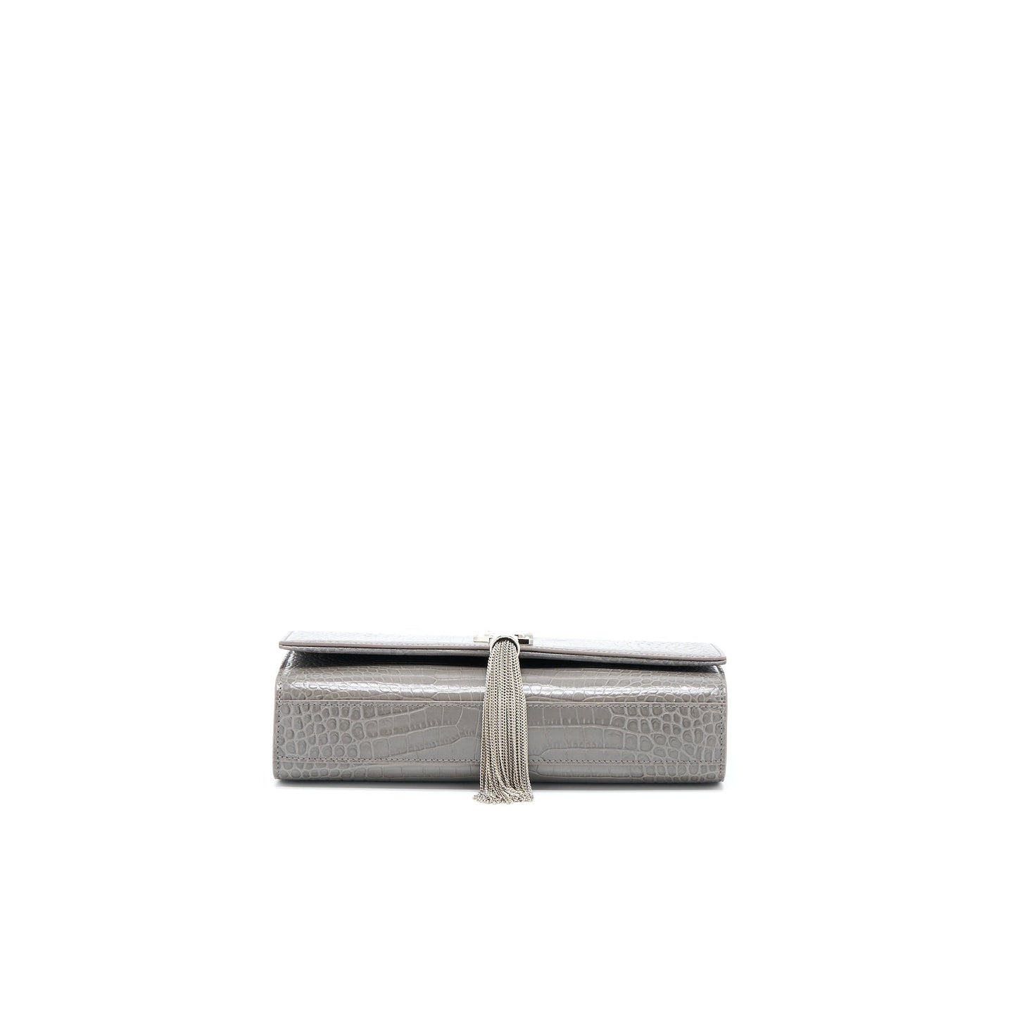 Saint Laurent Kate Purse Crocodile-Embossed-Calfskin Grey
