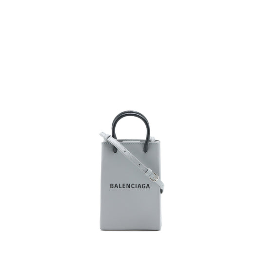 Balenciaga Mini Shopping Phone Pouch Grey