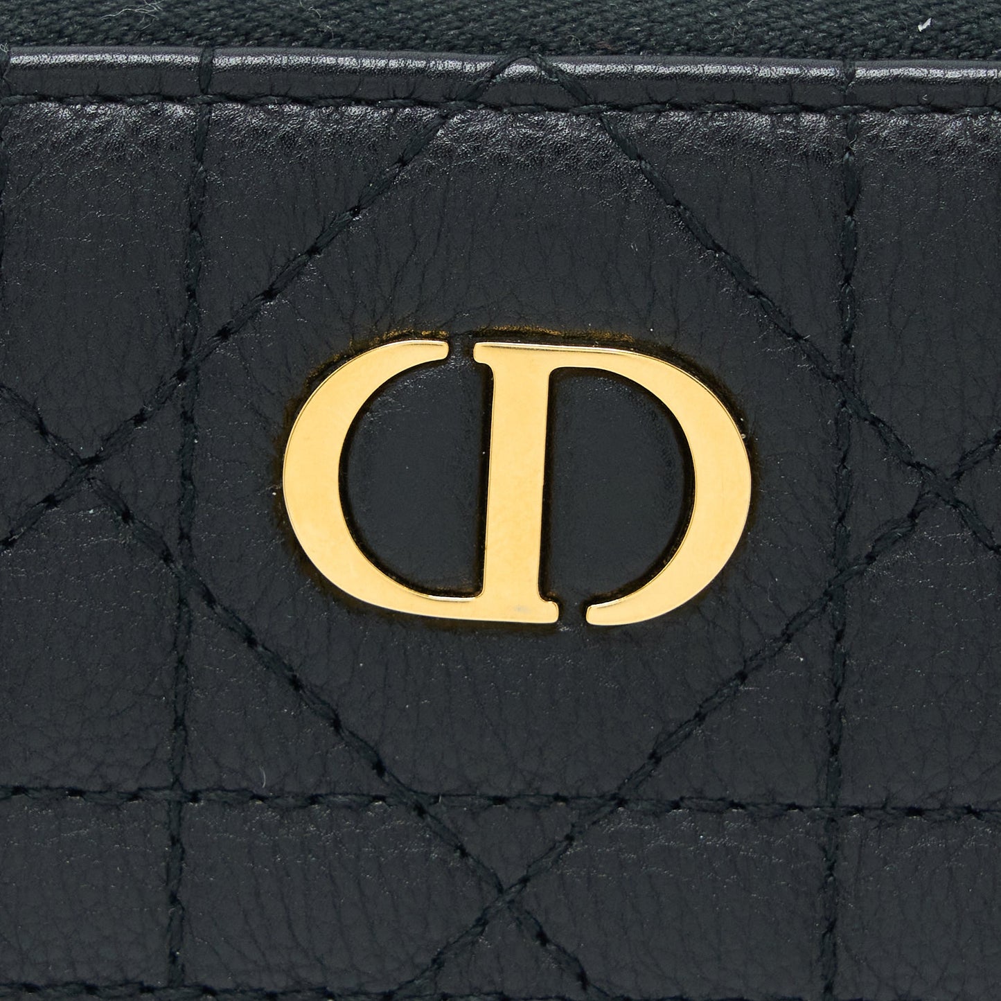 Dior Caro Detachable Card Holder Cannage Supple Calfskin Black