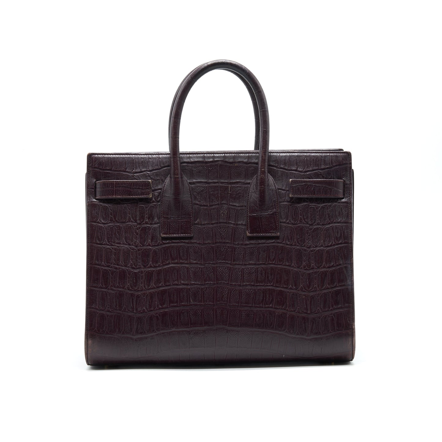 SAINT LAURENT/ CLASSIC CROCODILE EMBOSSED BURGUNDY