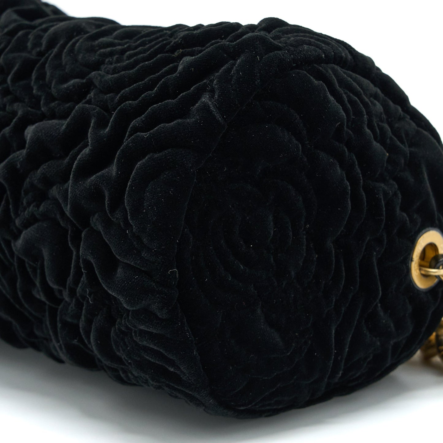 Chanel Mini Boston Bag with Chain Camellia Velvet Black GHW (Microchip)