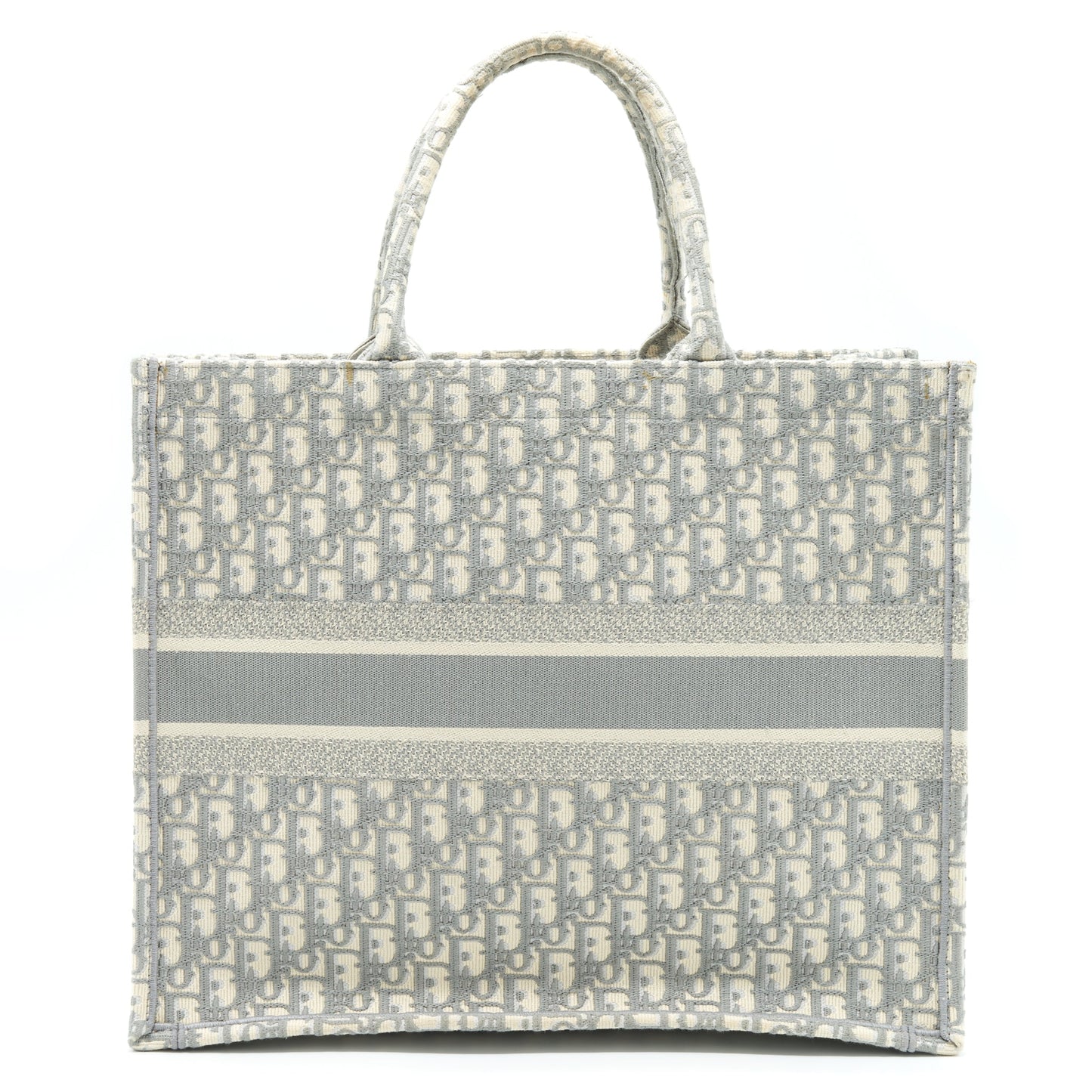 Dior Large Dior Book Tote Grey Oblique Embroidery