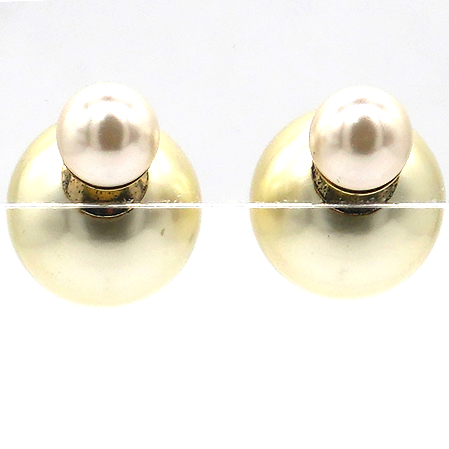 Dior Tribal Pearl & Gold Metal Earrings Golden