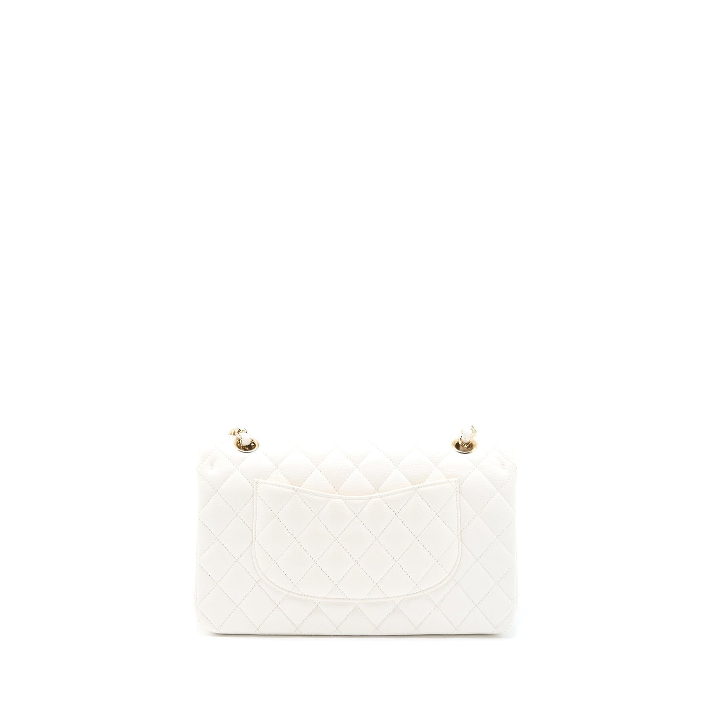 Chanel Medium Classic Double Flap Bag Caviar White LGHW