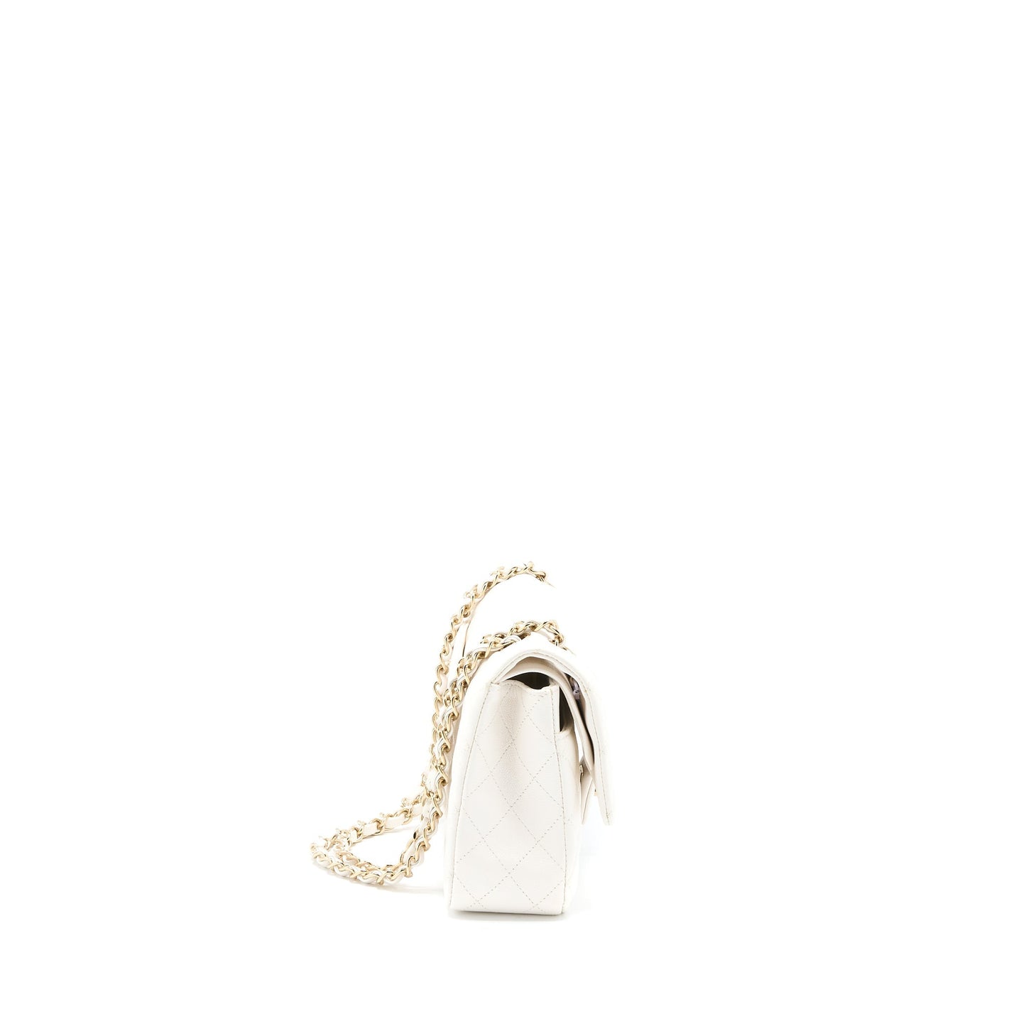 Chanel Medium Classic Double Flap Bag Caviar White LGHW