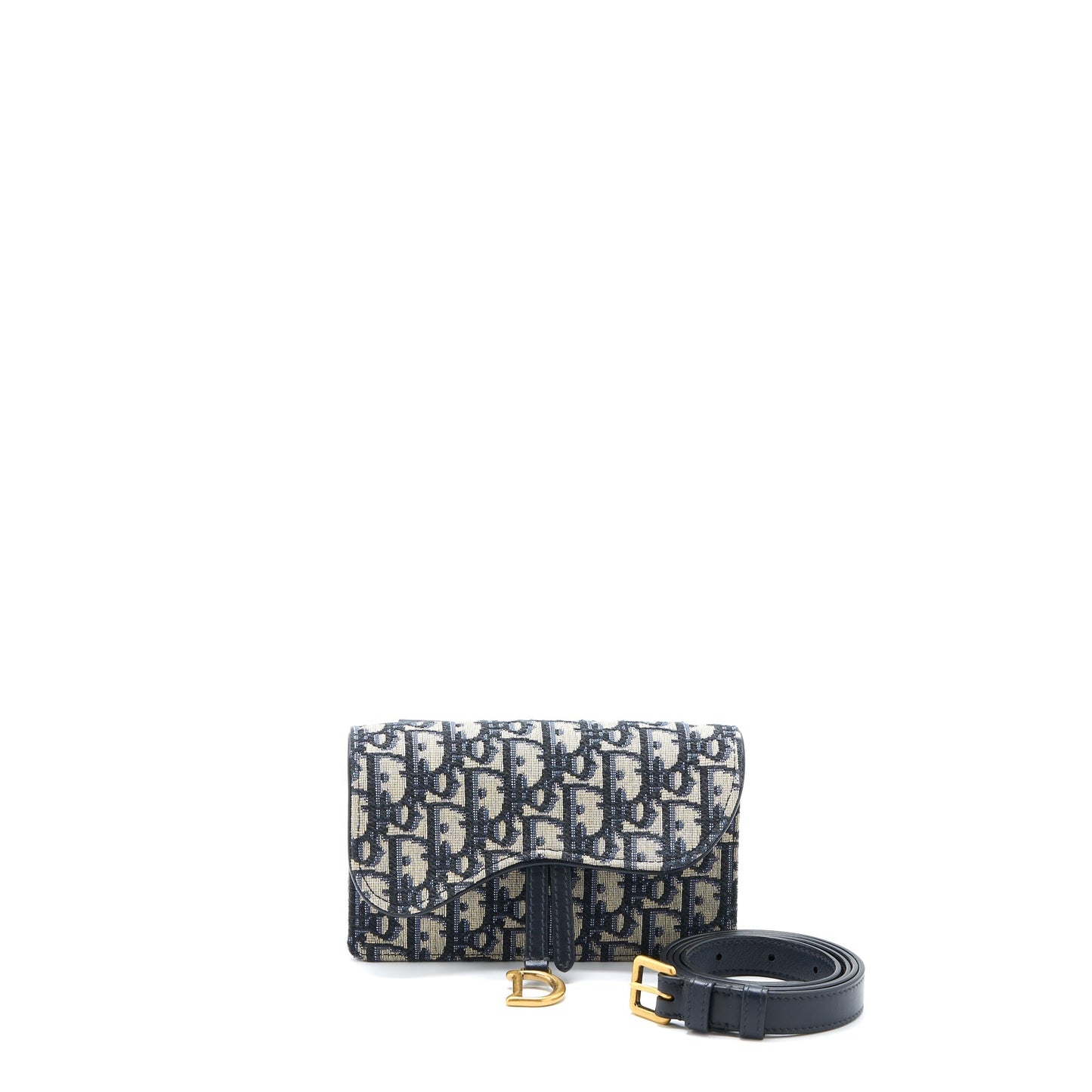 Dior Saddle Belt Purse Blue Oblique Jacquard Canvas