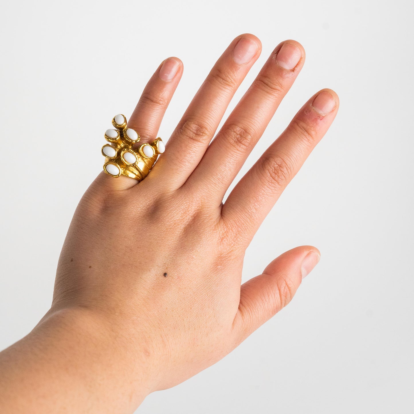 Saint Laurent Rive Gauche Arty Ring Gold and White