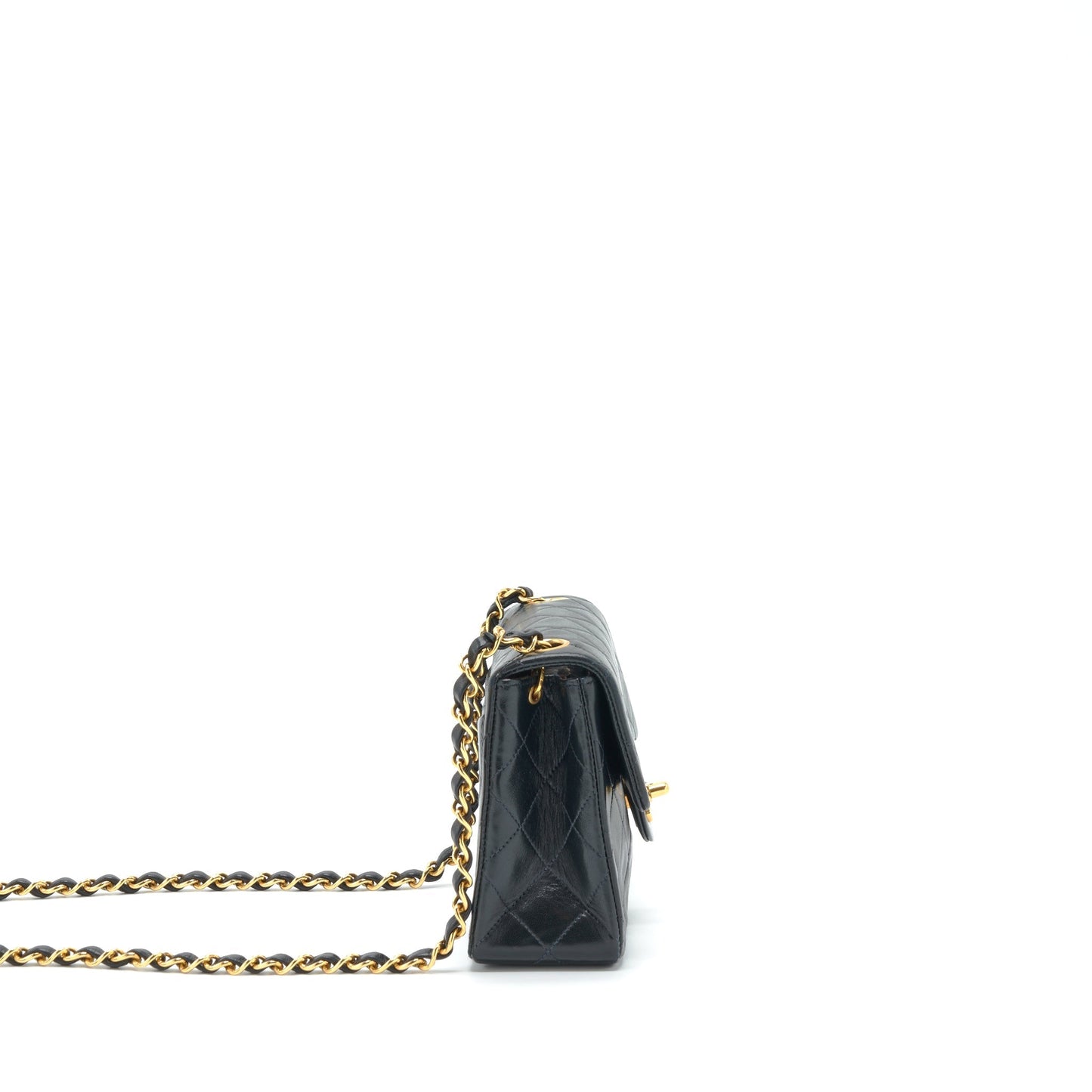 Chanel   Mini Square Flap Bag Lambskin Black GHW