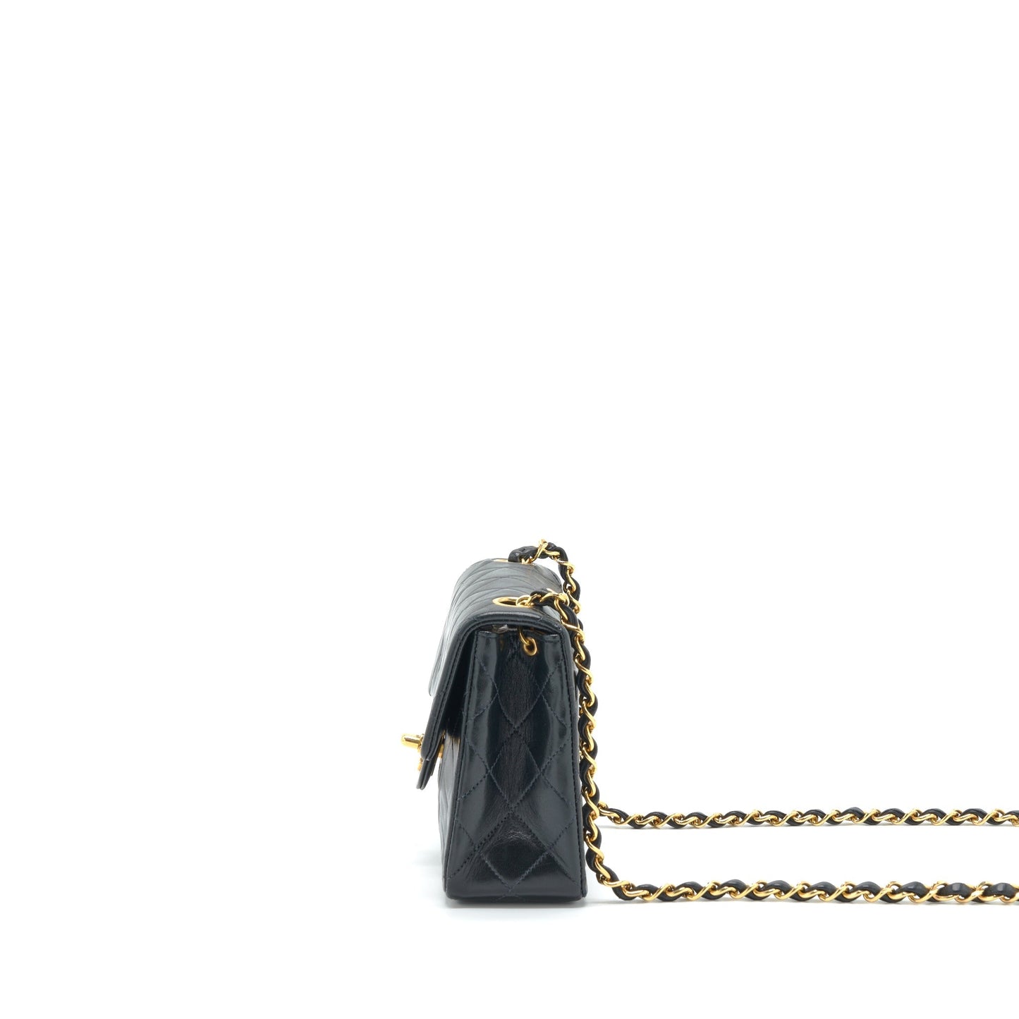 Chanel   Mini Square Flap Bag Lambskin Black GHW