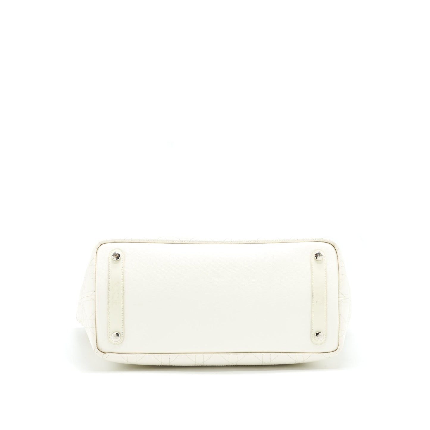 Christian Dior Canvas and Leather Tote Purse in Creamy White