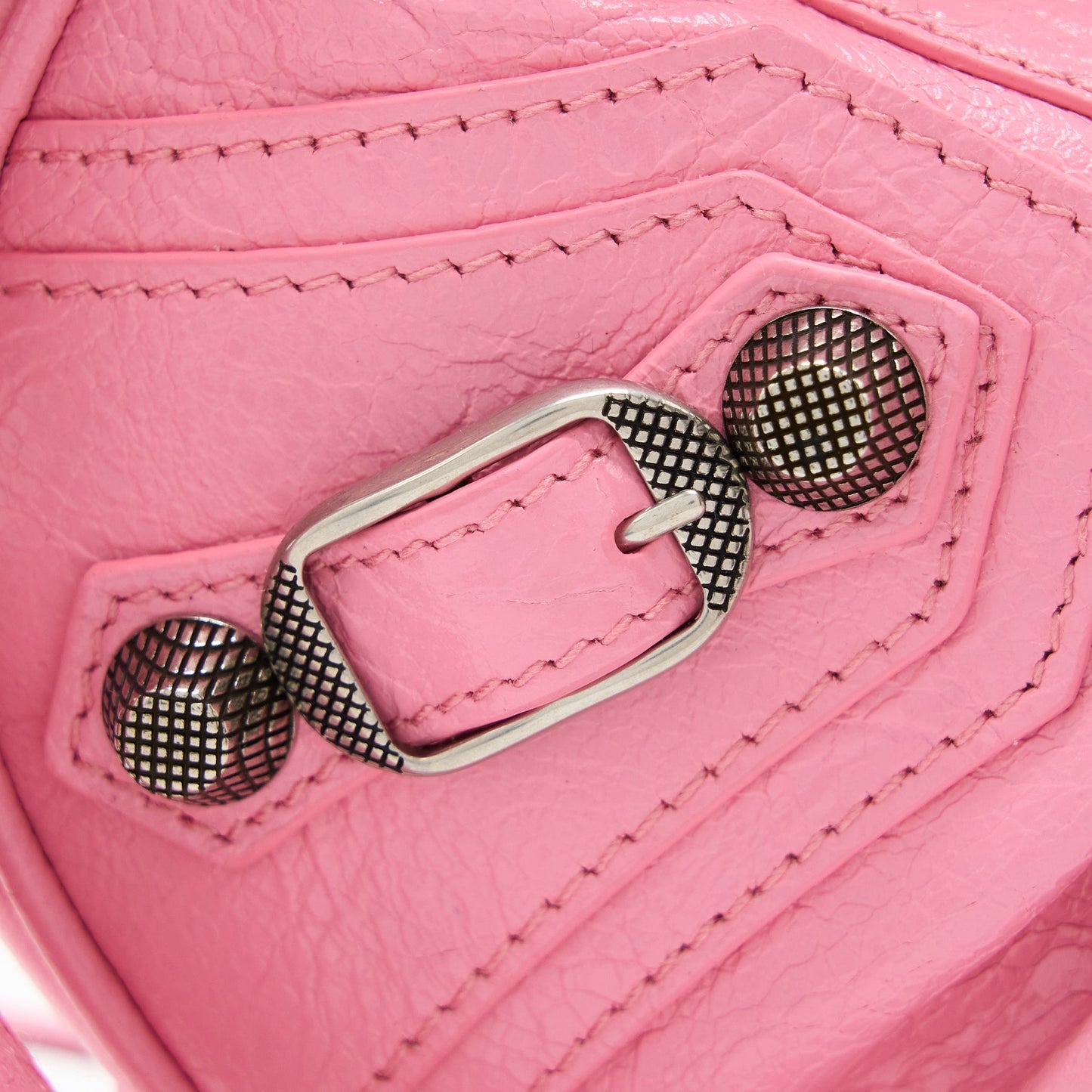 Balenciaga Le Cagole Mini Purse Calfskin Pink Aged-Silver Hardware