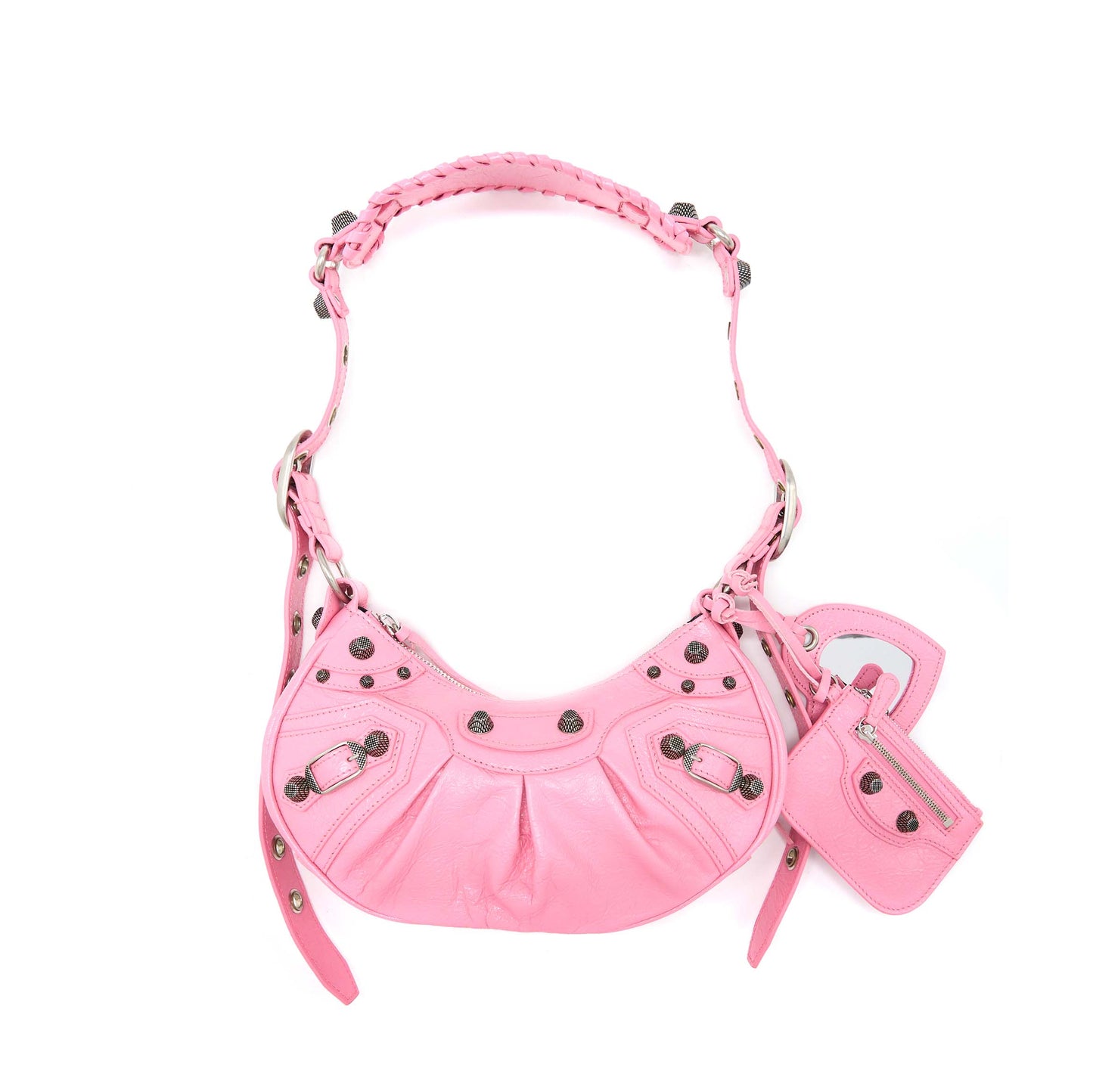 Balenciaga Le Cagole Mini Purse Calfskin Pink Aged-Silver Hardware