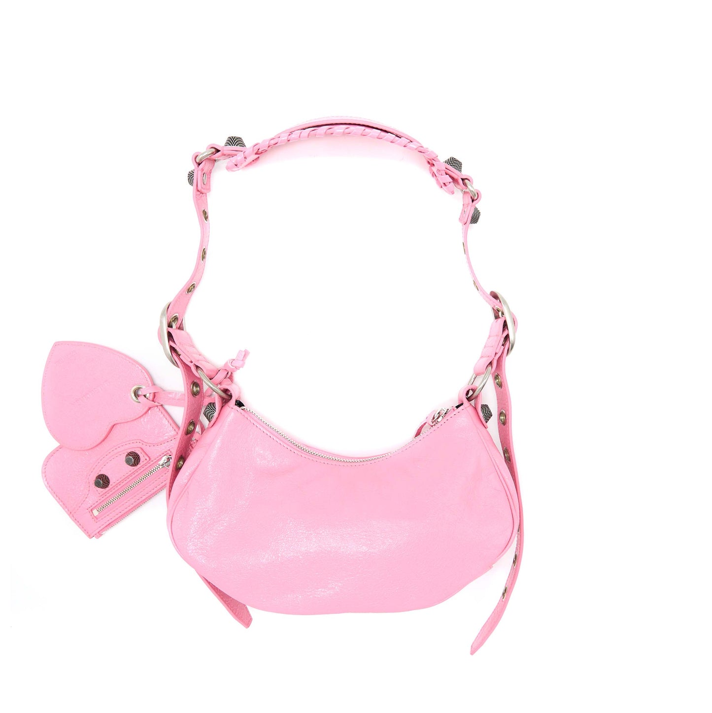 Balenciaga Le Cagole Mini Purse Calfskin Pink Aged-Silver Hardware