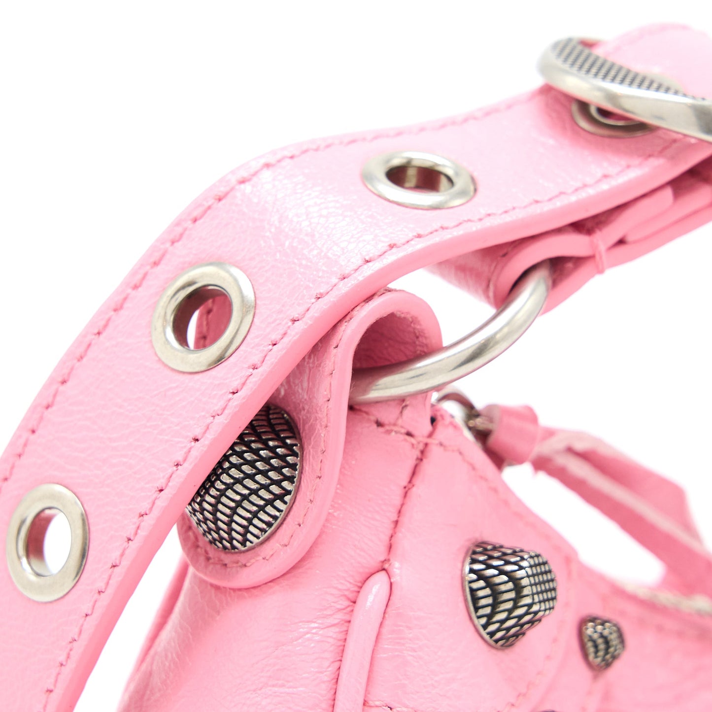 Balenciaga Le Cagole Mini Purse Calfskin Pink Aged-Silver Hardware