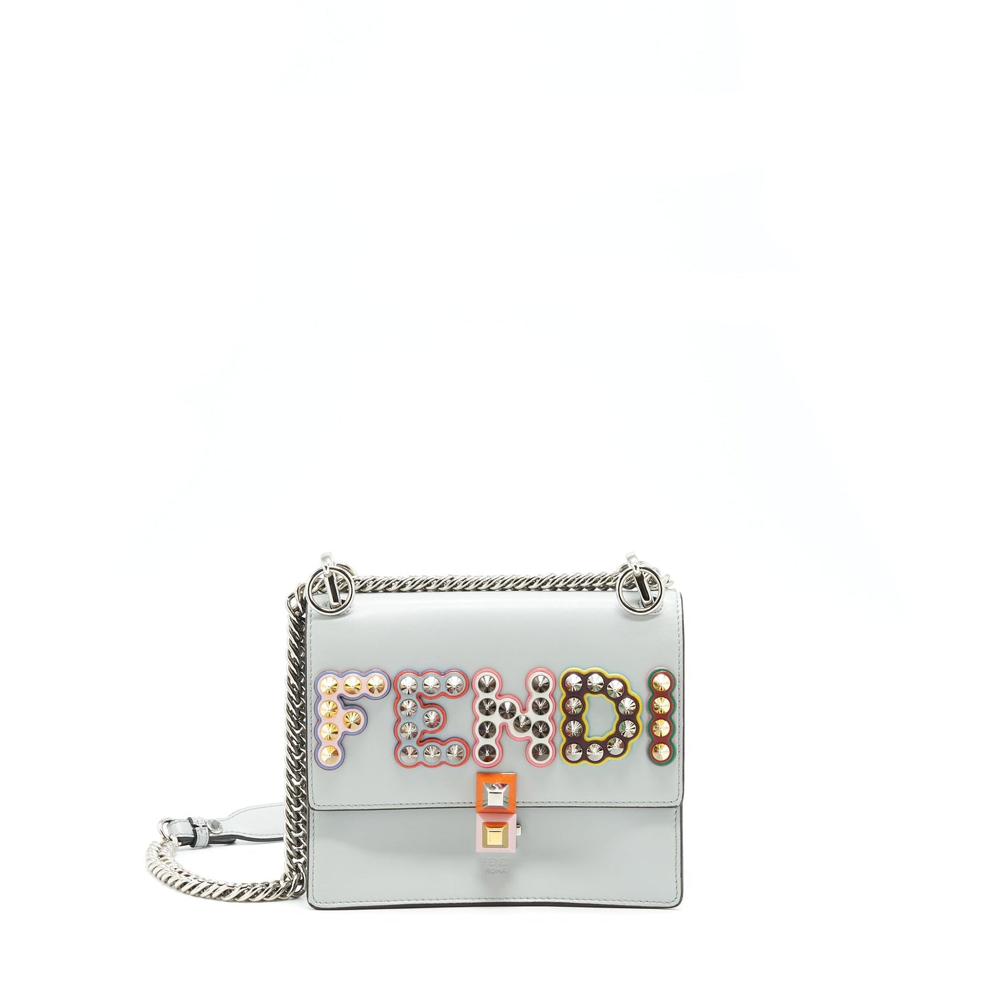 Fendi Kan I Studded Mini Purse Light Blue/Multicolour