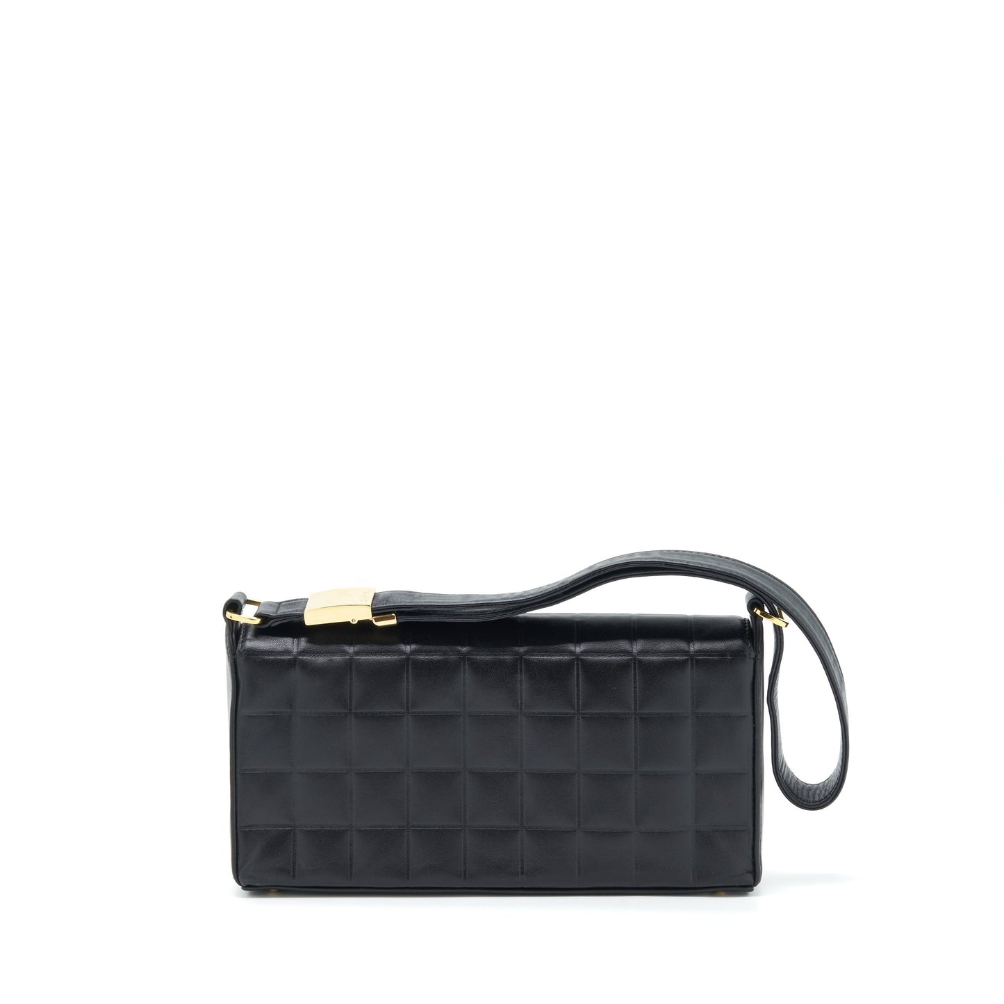 Chanel   Chocolate Bar Flap Shoulder Bag Lambskin Black GHW