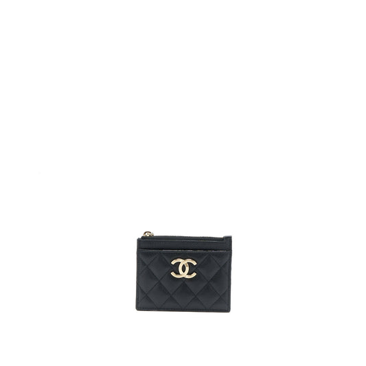 Chanel 23C Zipper  Holder Caviar Black LGHW (Microchip)