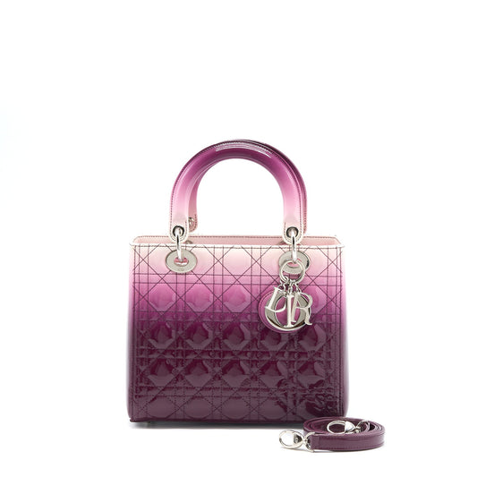 Dior Medium Lady Dior Patent White/Purple