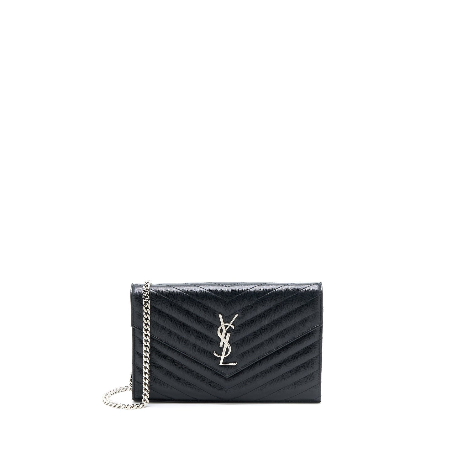 Saint Laurent/ Envelop Chain Wallet Grained CalfSkin Black
