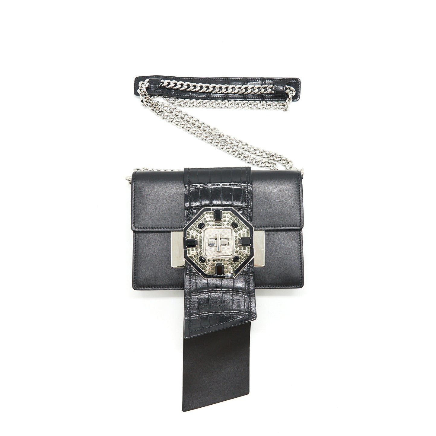 Prada Plax Jewels Ribbon Purse 1bd067 Black