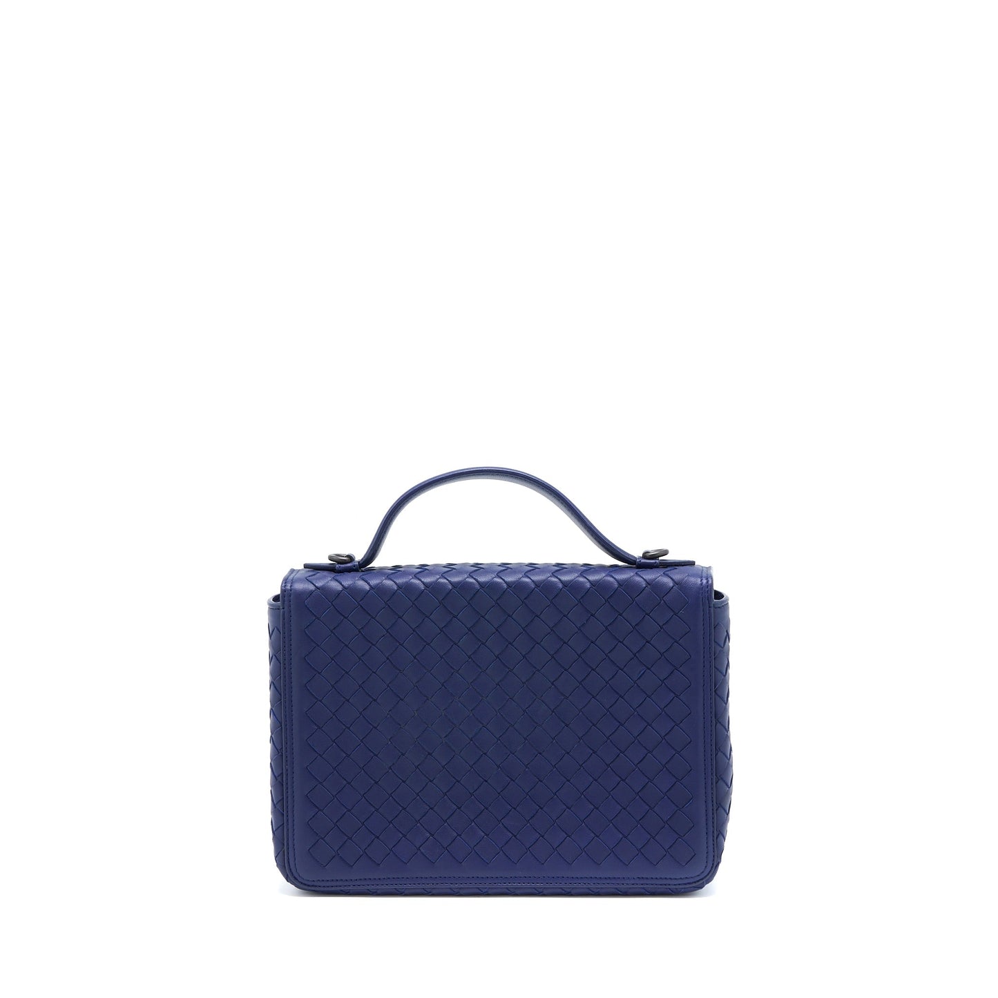 Bottega Veneta Top handle Crossbody Purse Navy Blue With Black Hardware