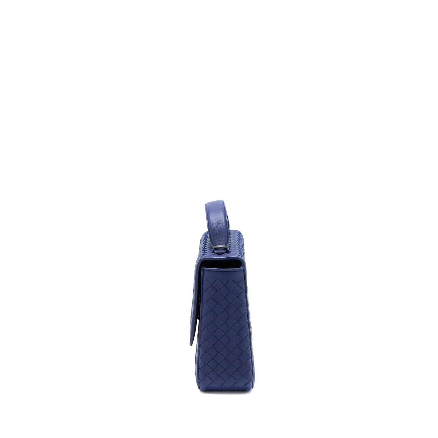 Bottega Veneta Top handle Crossbody Purse Navy Blue With Black Hardware