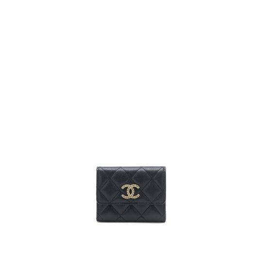 Chanel 23P Detailed CC logo Flap  Holder Caviar Black LGHW (Microchip)