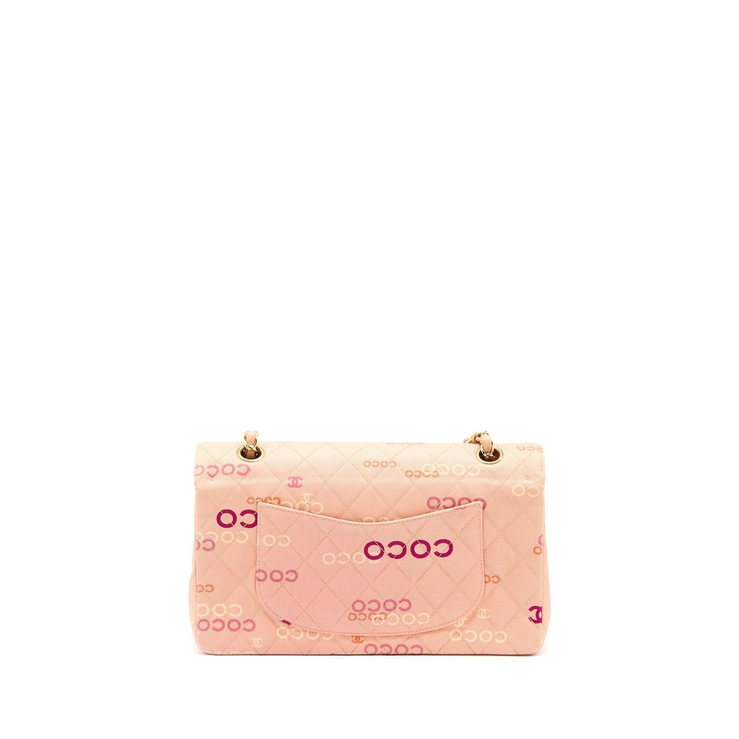 Chanel   Coco Medium Classic Flap Bag Fabric Pink GHW