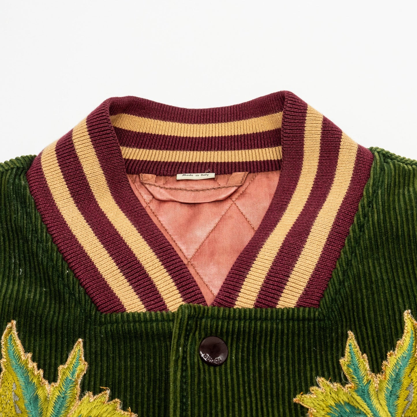 GUCCI Size 48 Embroidered Corduroy ?Modern Future? Bomber Jacket Cotton Multicolour