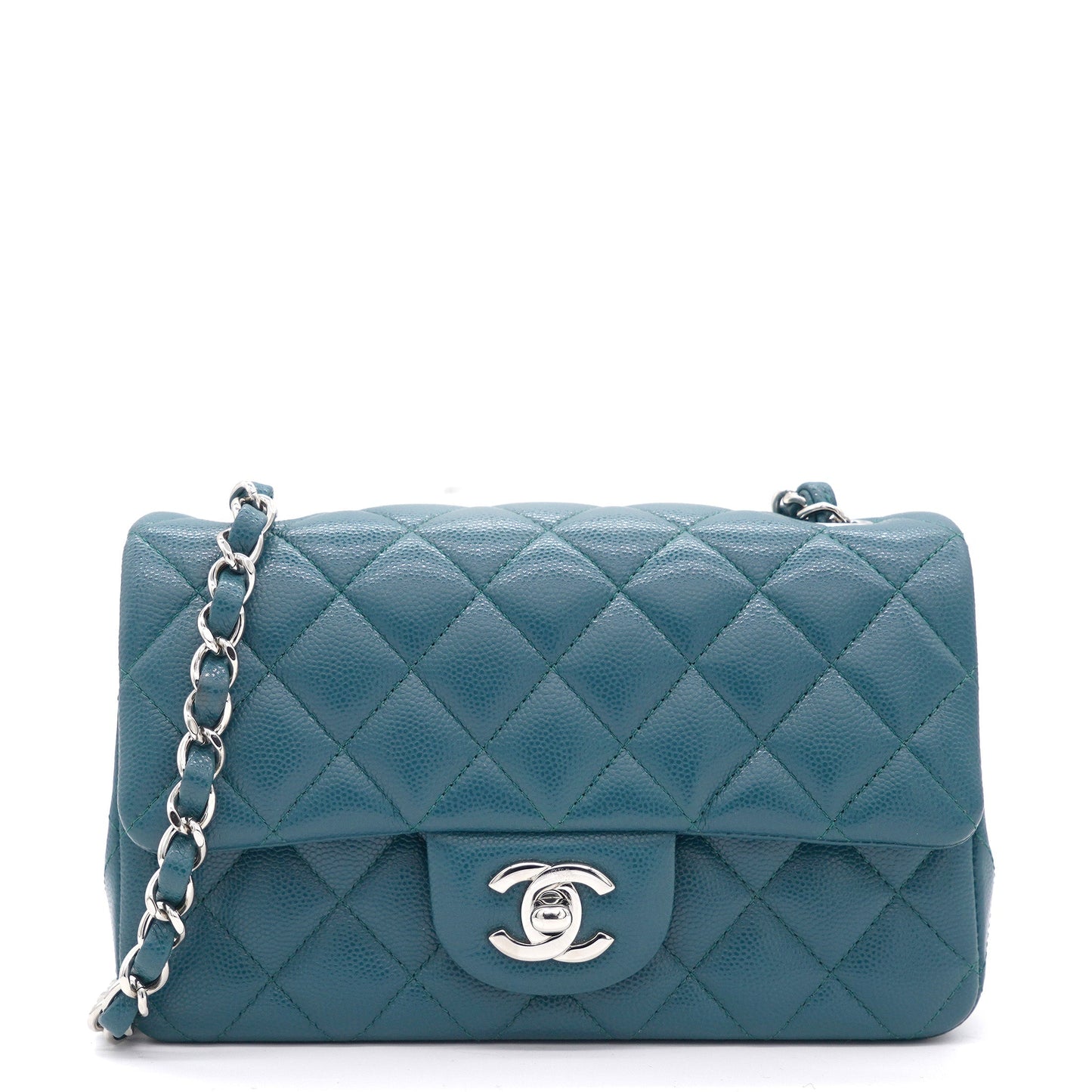 Chanel Blue Classic Caviar Leather Rectangular Mini Flap Bag