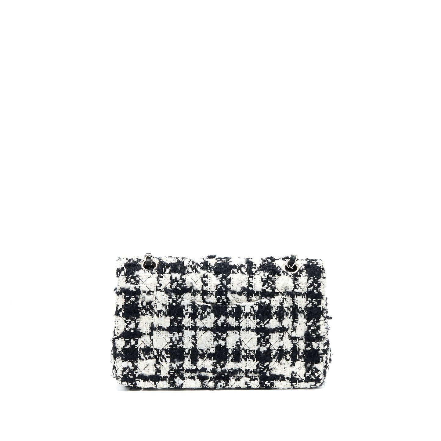 Chanel   Medium Classic Flap Bag Tweed Black And White SHW