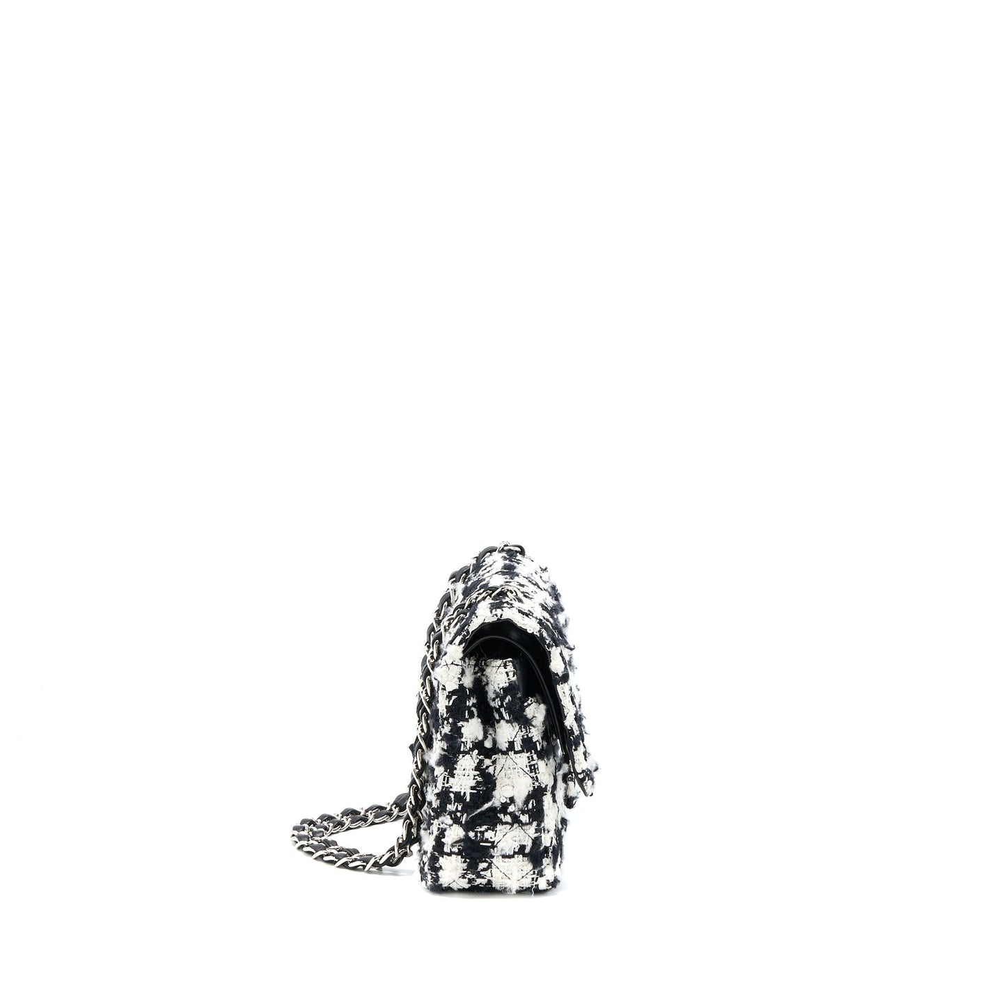 Chanel   Medium Classic Flap Bag Tweed Black And White SHW