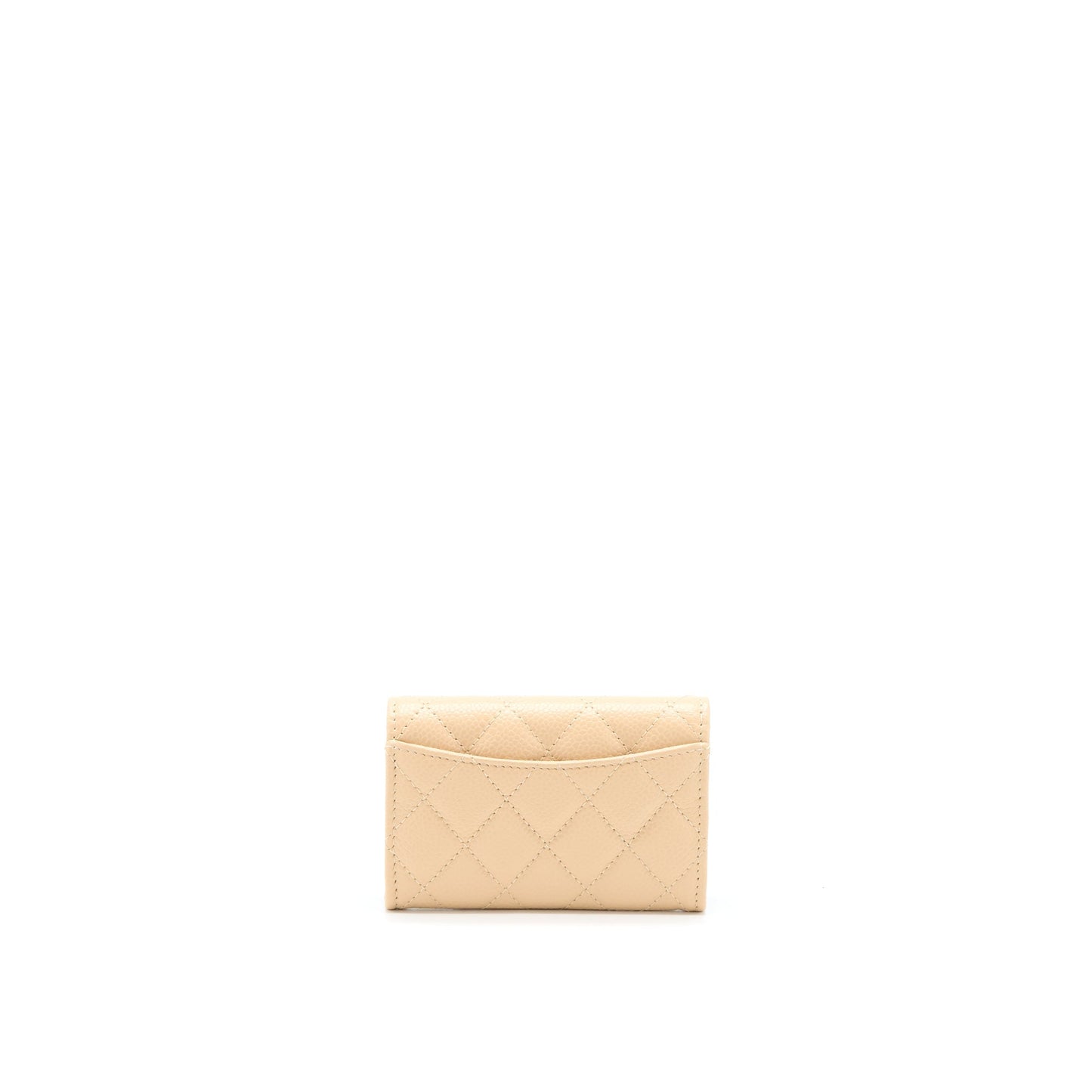 Chanel Classic Flap  Holder Caviar Beige GHW (Microchip)