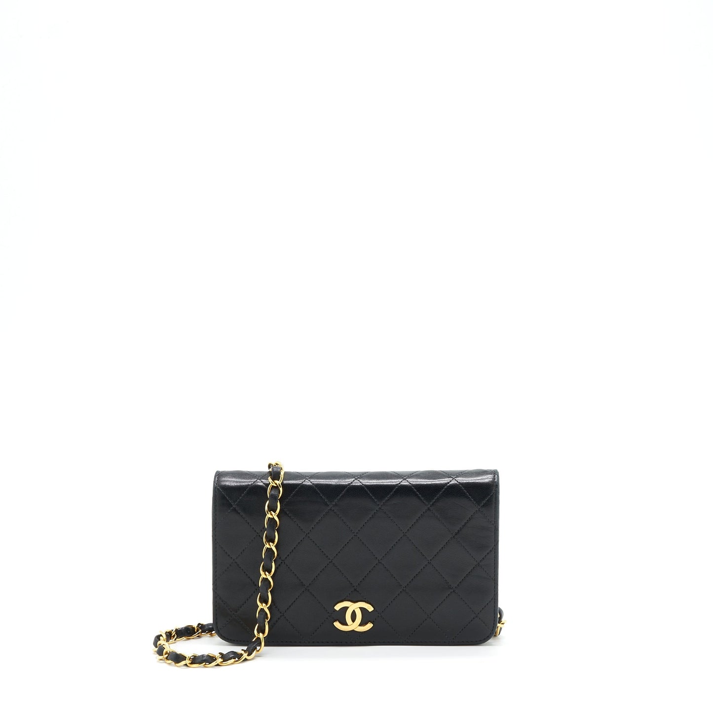 Chanel   Quilted Flap Chain Wallet Black GHW