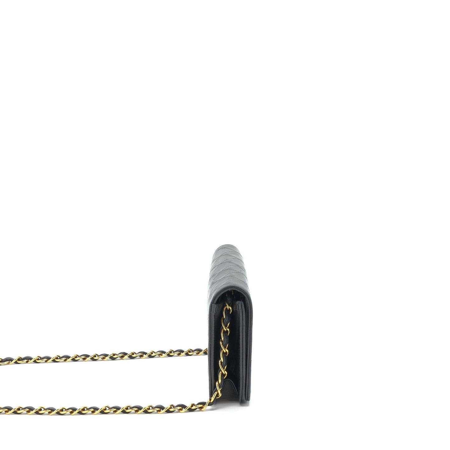 Chanel   Quilted Flap Chain Wallet Black GHW