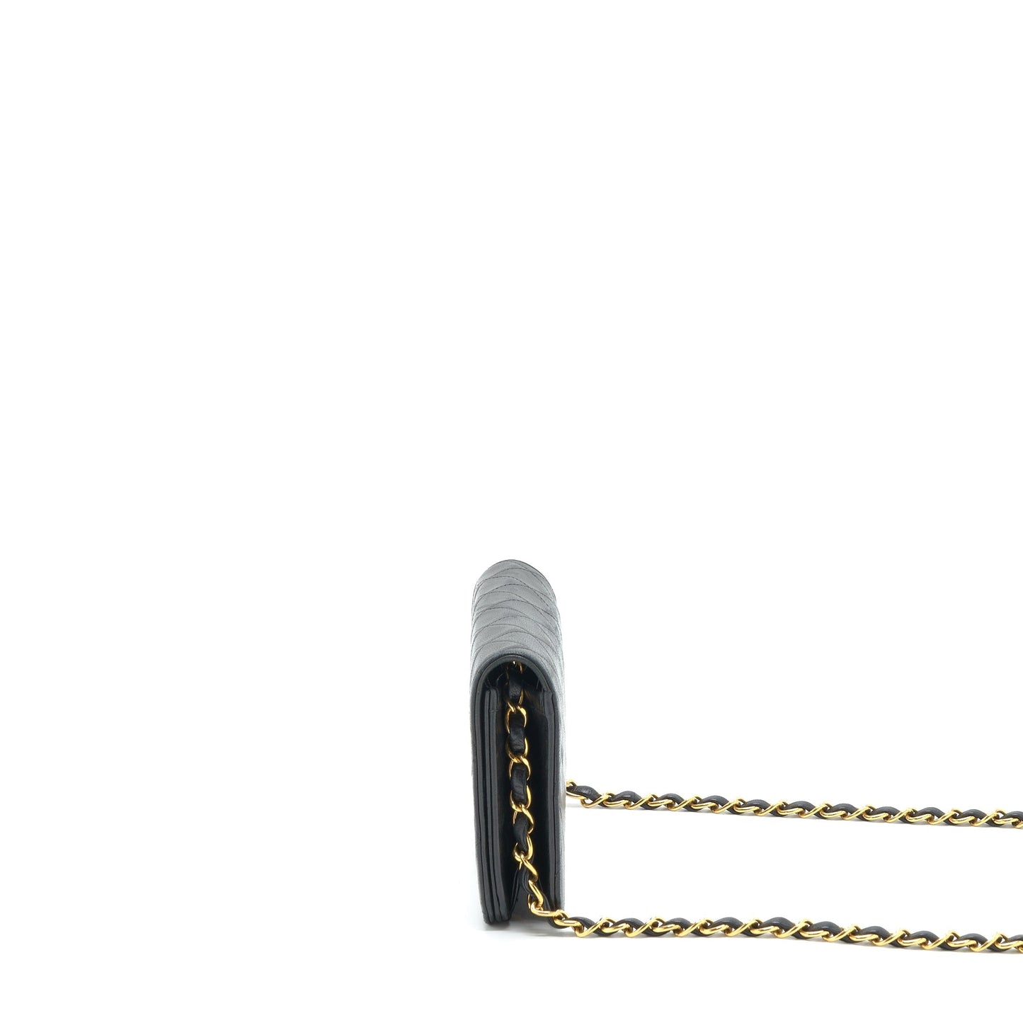 Chanel   Quilted Flap Chain Wallet Black GHW