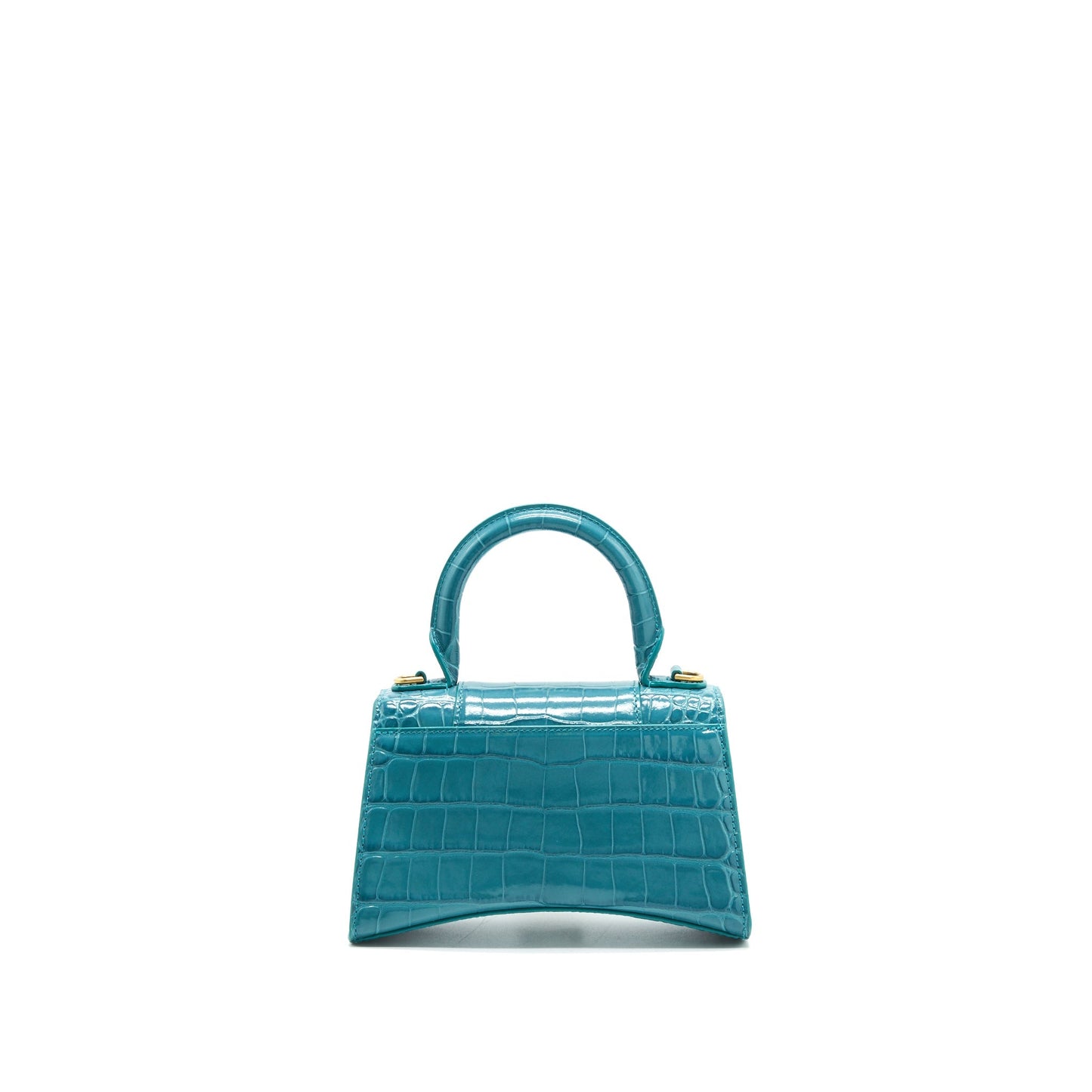 Balenciaga Hourglass Croc-Effect Leather Blue