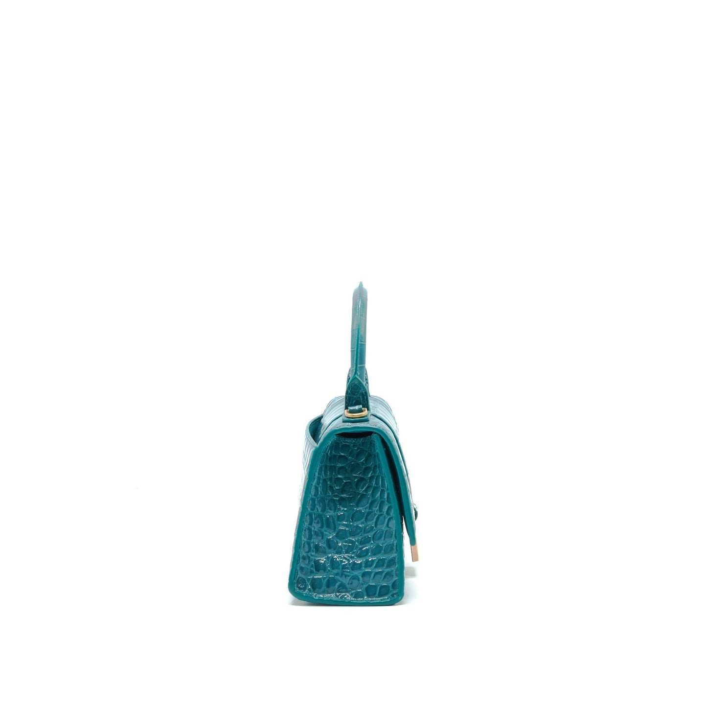 Balenciaga Hourglass Croc-Effect Leather Blue