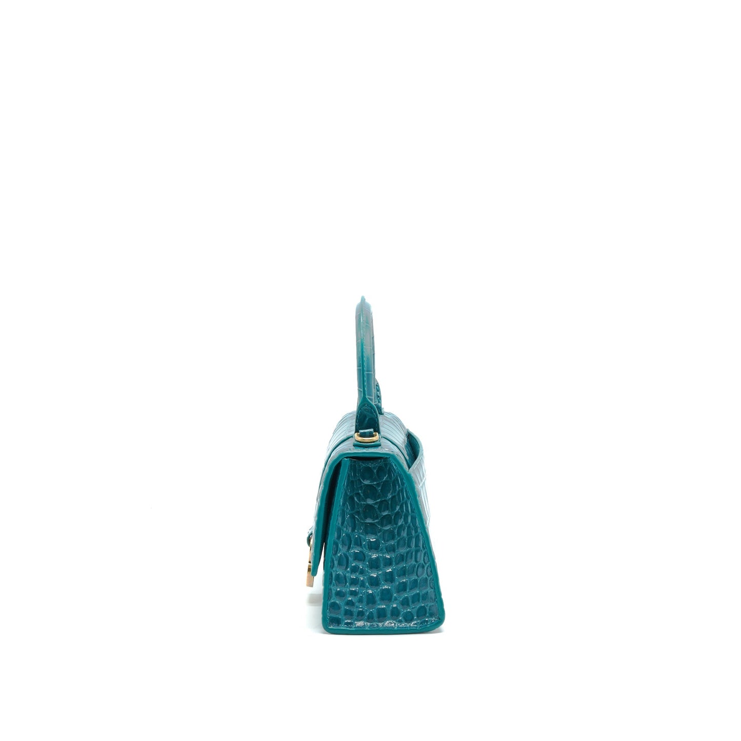 Balenciaga Hourglass Croc-Effect Leather Blue