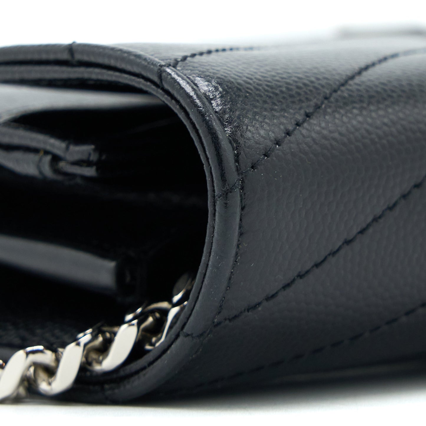 Saint Laurent/ Envelop Chain Wallet Grained CalfSkin Black
