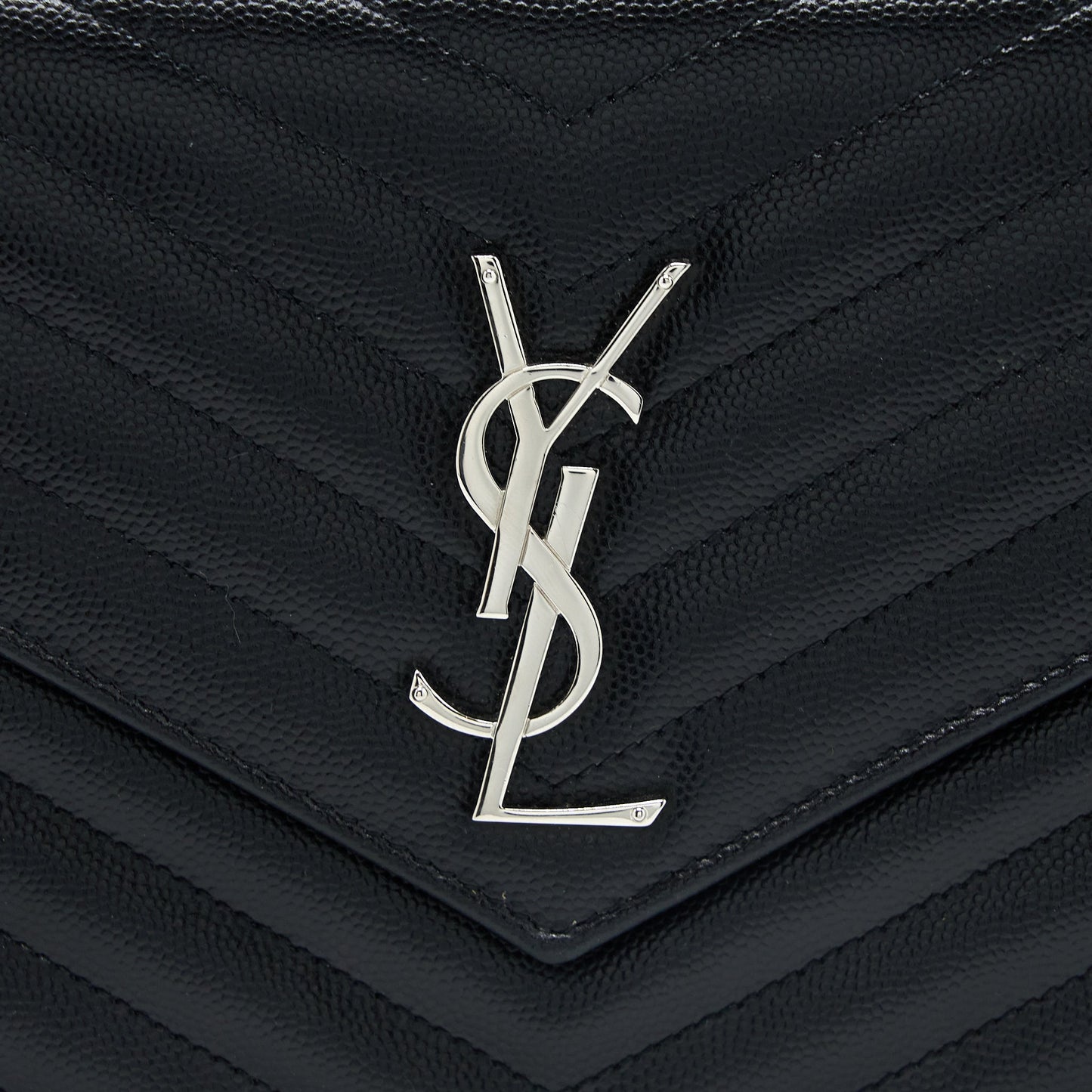Saint Laurent/ Envelop Chain Wallet Grained CalfSkin Black