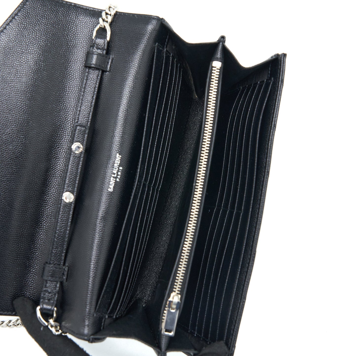 Saint Laurent/ Envelop Chain Wallet Grained CalfSkin Black