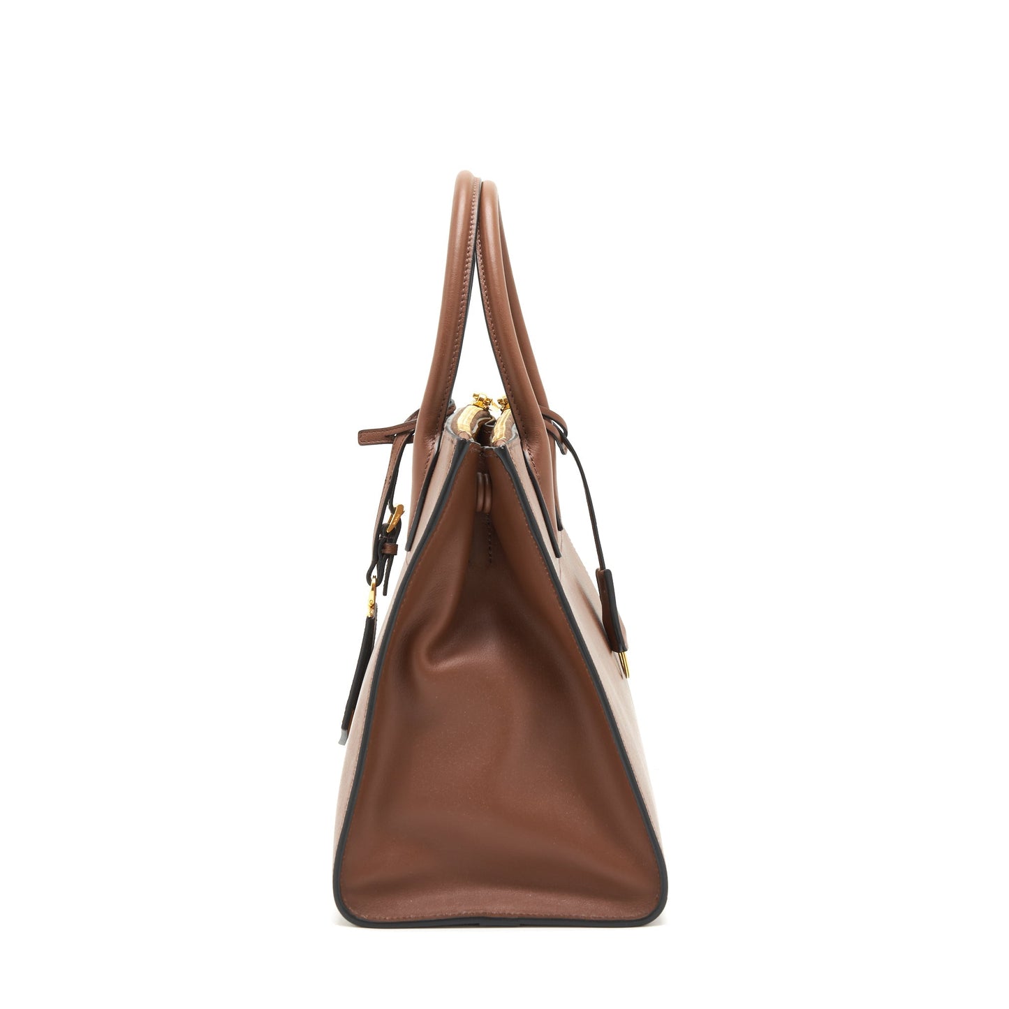 PRADA Saffiano Borda Purse Brown