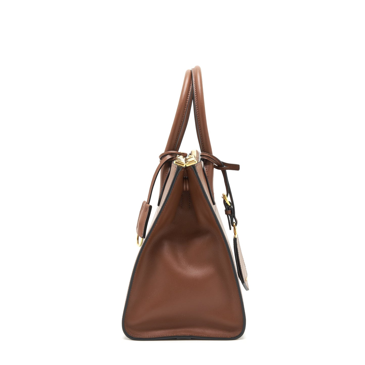 PRADA Saffiano Borda Purse Brown