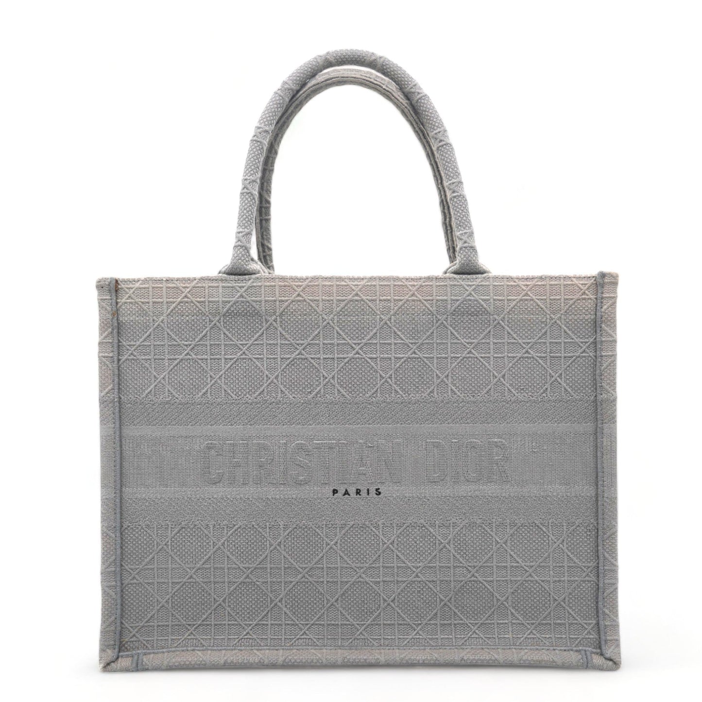 Dior Medium Book Tote Cannage Embroidered Grey
