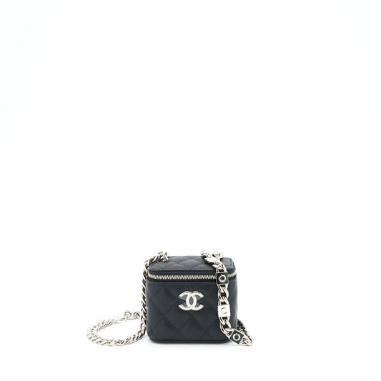 Chanel 22S mini vanity with giant chain caviar black HW