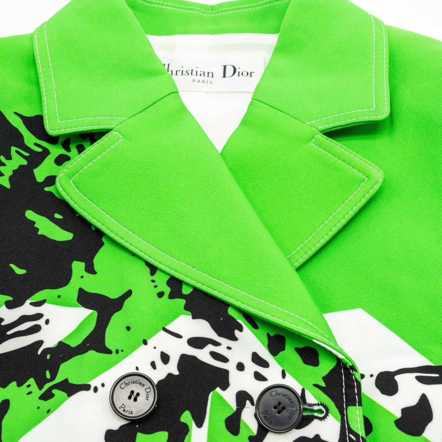 DIOR Size 34 2022 Runway Fantaisie Animalier Cropped Jacket and Shorts Suit Polyamide Green/Multicolour