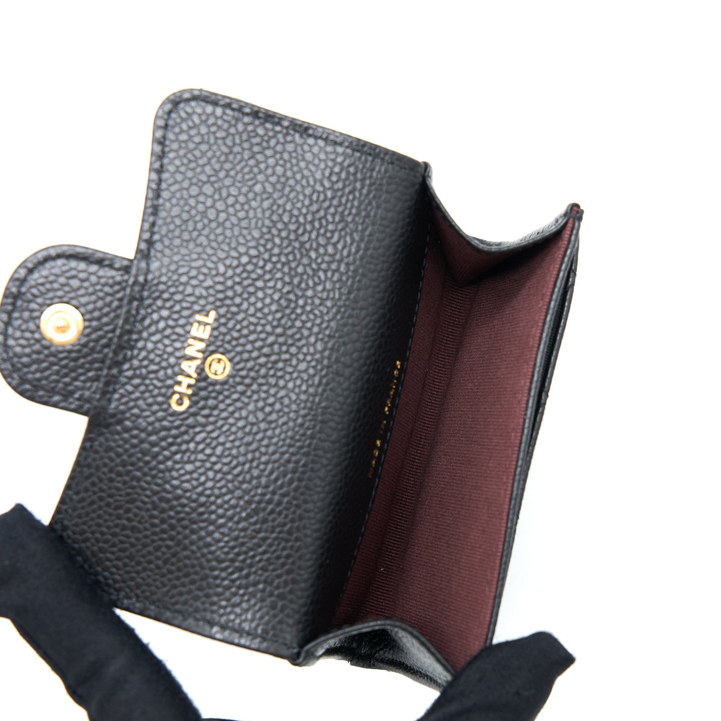 Chanel Classic Flap  Holder Caviar Black GHW (Microchip)
